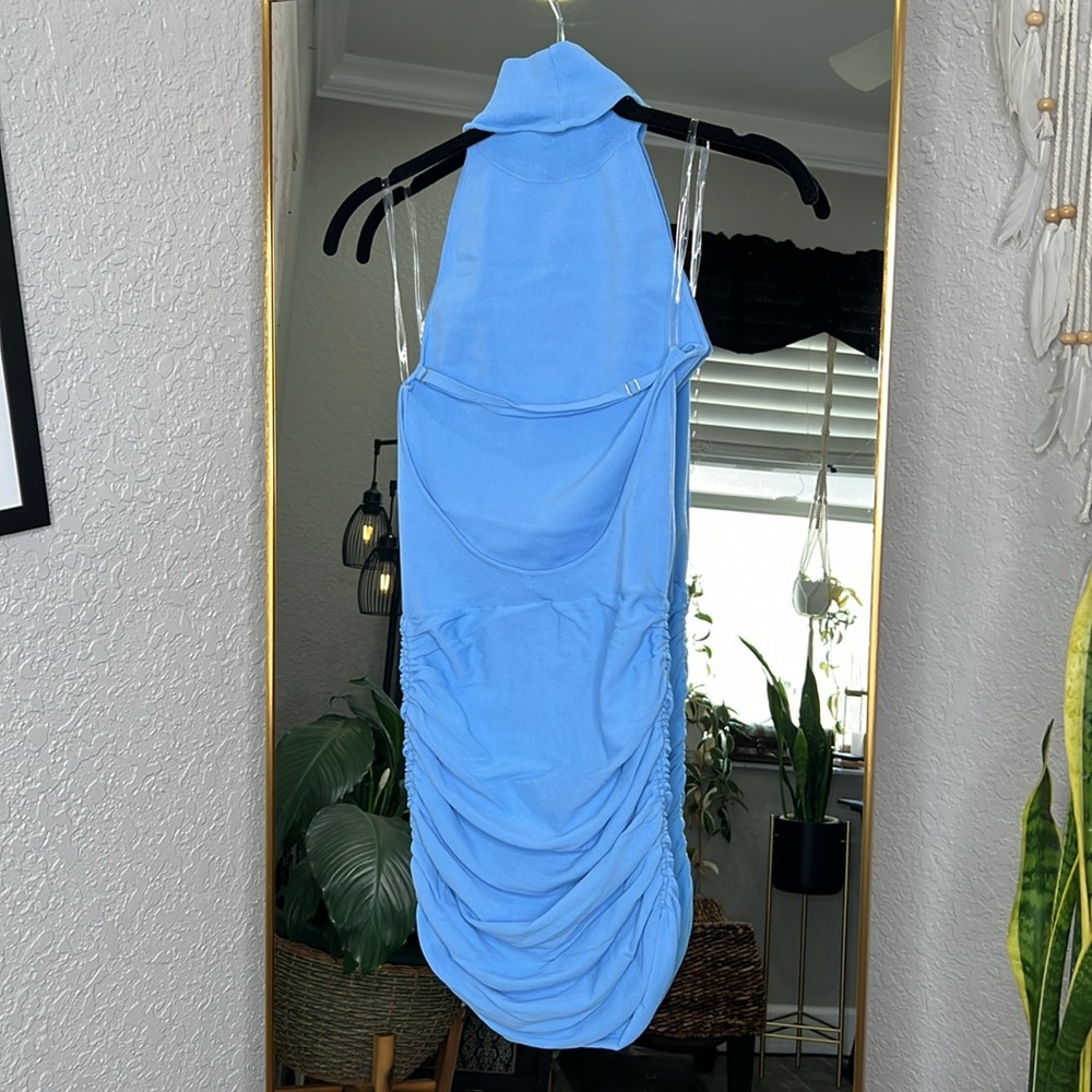 HOUSE OF CB 'Anura' Soft Blue Knit Halter Dress NWOT - Picture 8 of 10